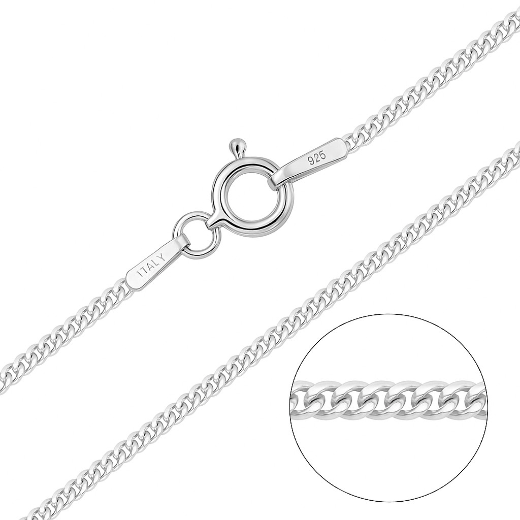 STERLING SILVER CURB CHAIN / NECKLACE – 16″ 18″ 20″ 22″ 24″26″