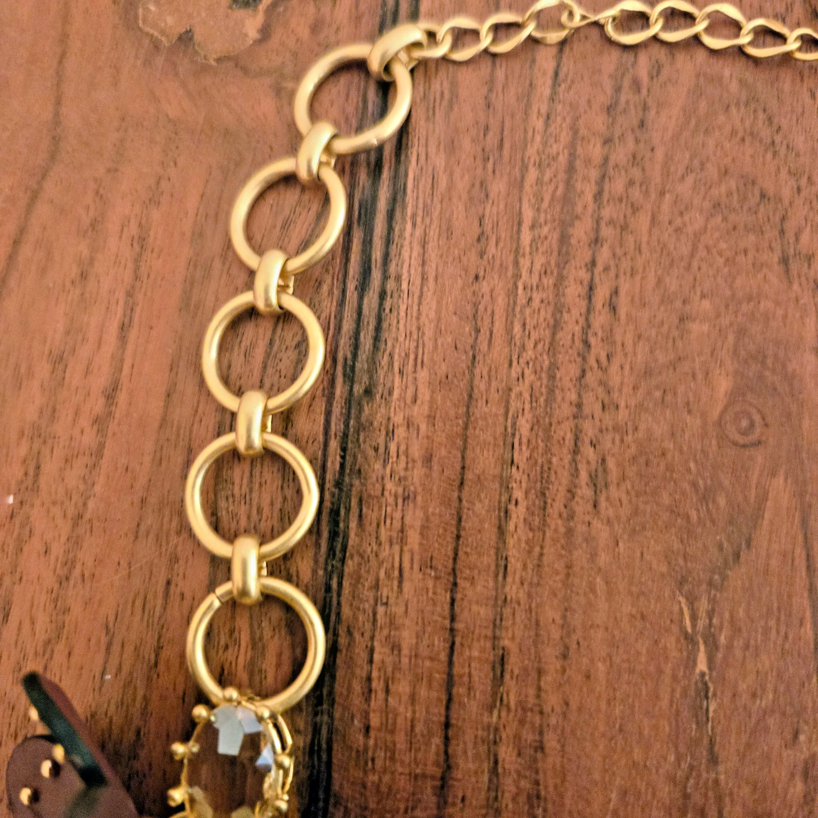NWT Kate Spade BLOOMING BLING 12K Gold Plated Stone/Leather Flower Necklace-$128