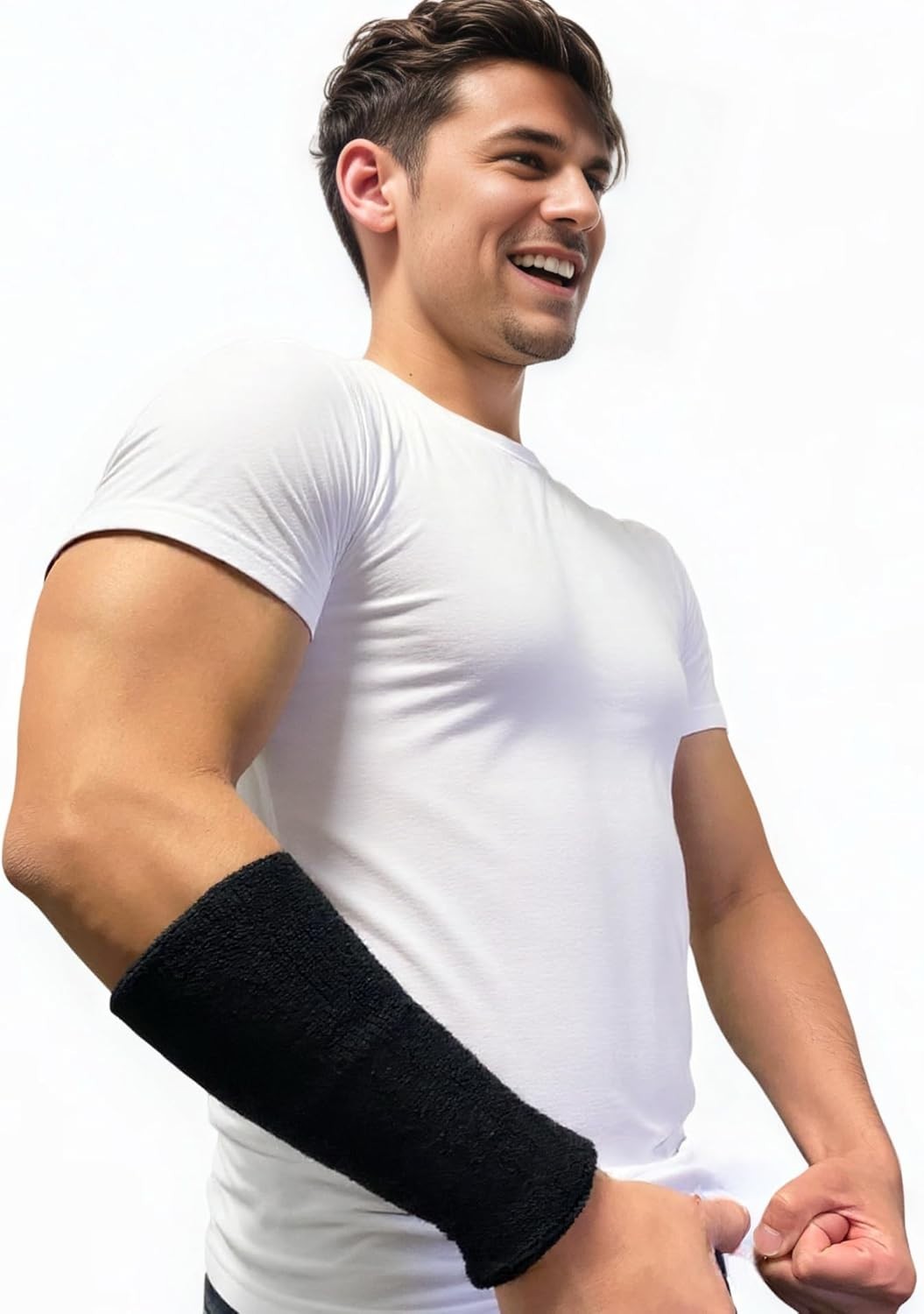 Thick Absorbent Sport Wristband in Black for Basketball and Fitness Activities
