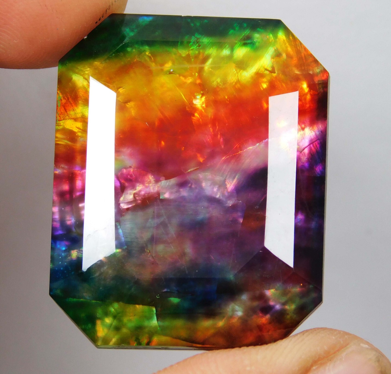 53.00 Ct Natural Ammolite Emerald Opal -Like Organic Doublet Rare Loose Gems