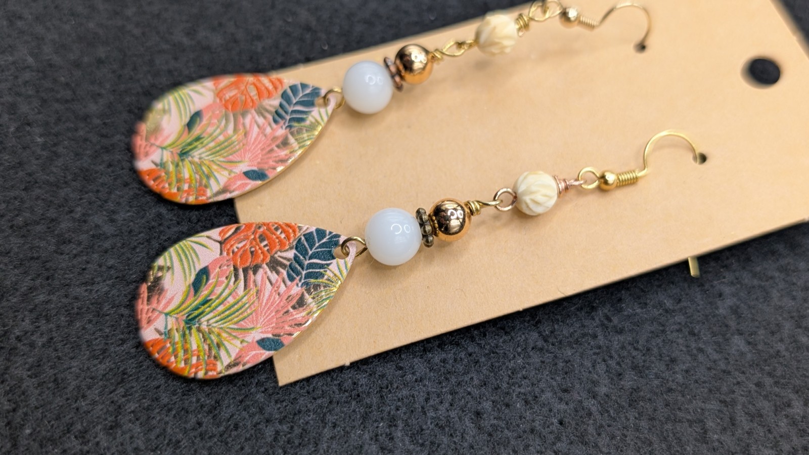 Women’s Artisan Stylish Boho Mixed Beaded Drop Dangly Hook Earrings Beach Leaf