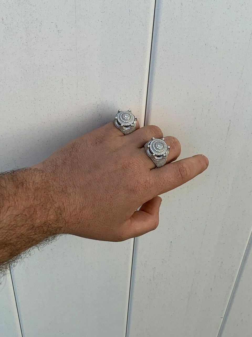 Men’s Large Solid 925 Silver 5ct King Crown Simulated Diamond Pinky RING HIP-HOP