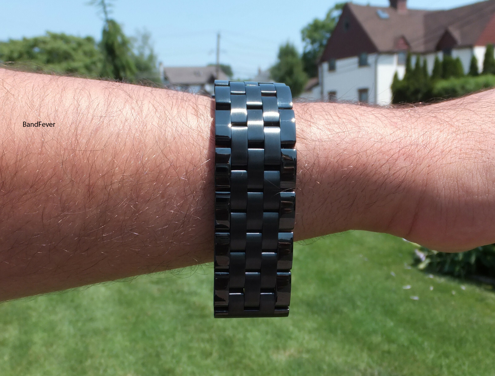 18mm Black SOLID Butterfly Clasp Buckle PVD Stainless Steel Watch Band Bracelet