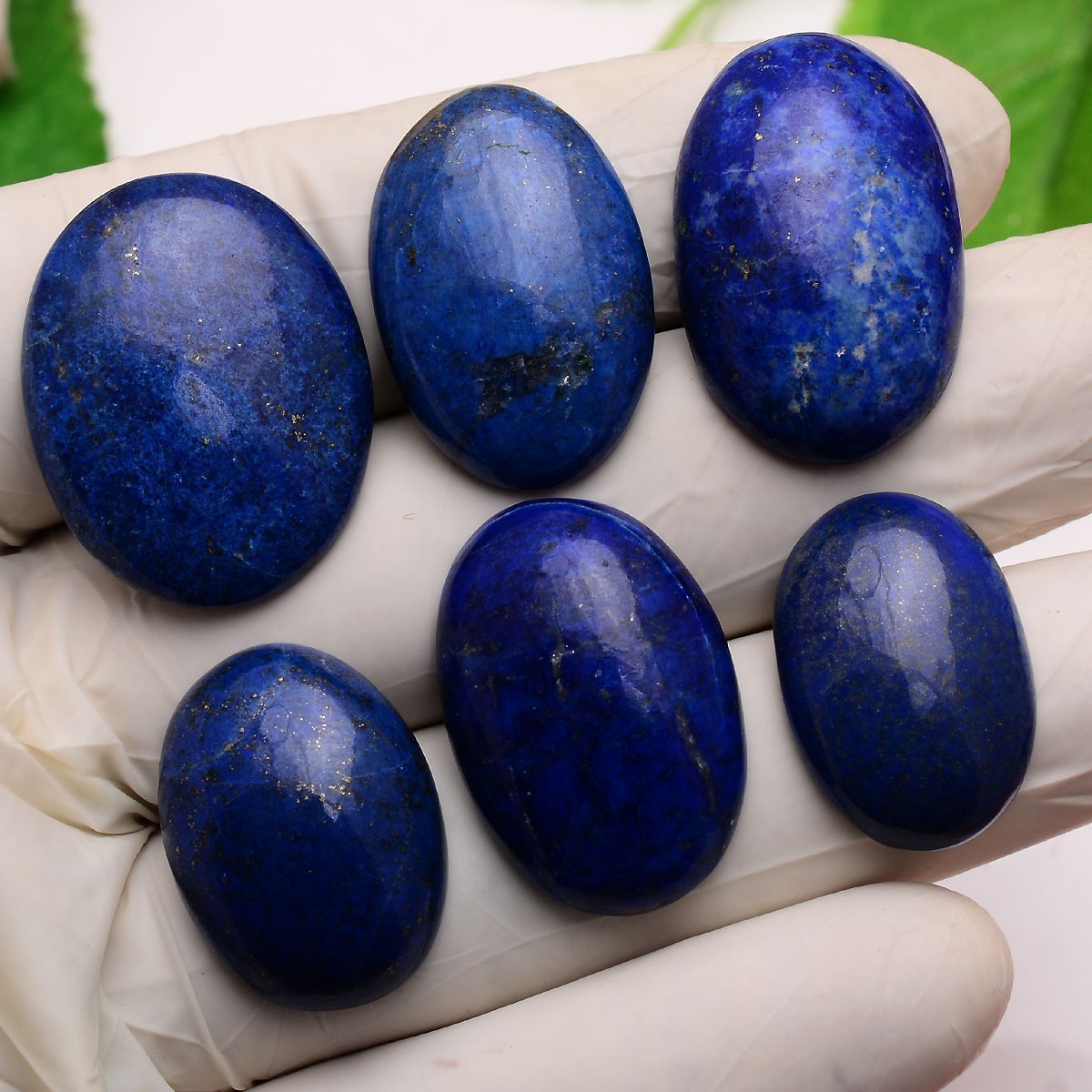 6 Pcs Natural Lapis Lazuli 22mm-28mm Oval Cabochon Untreated Loose Gemstones Lot