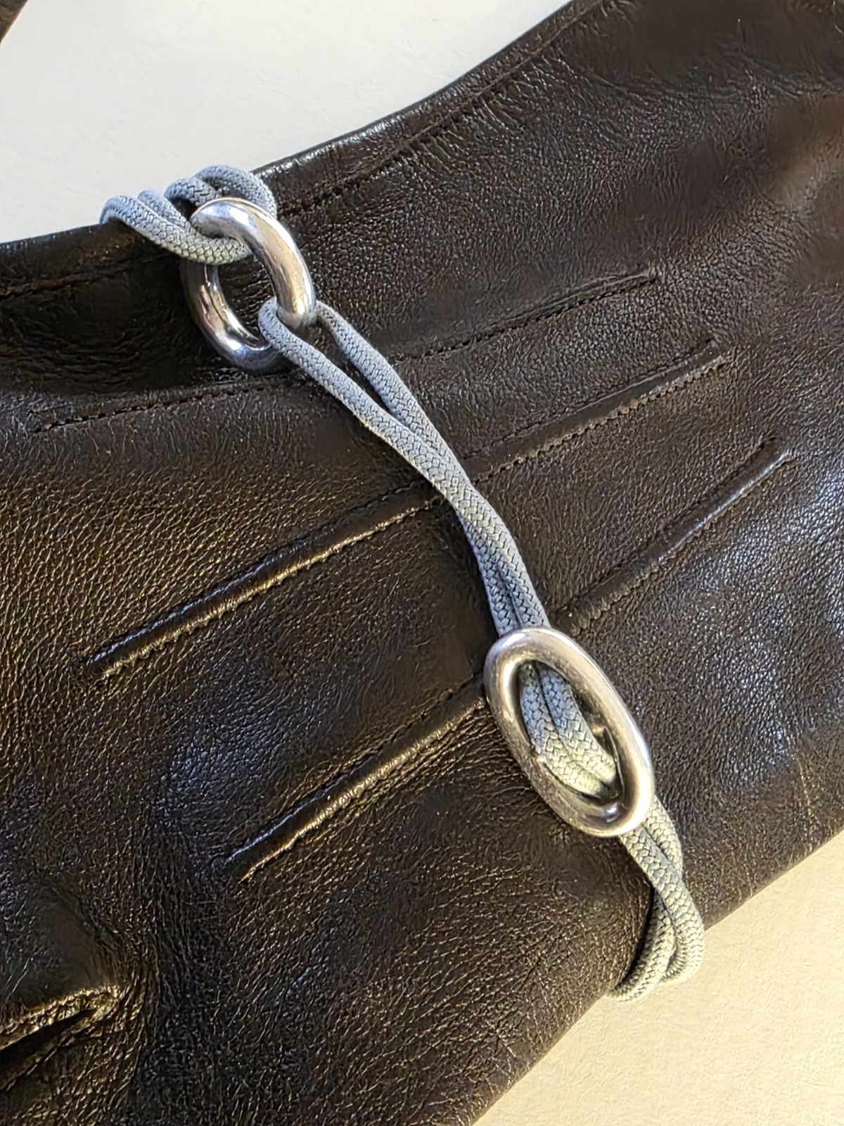 Hermes Paris Skipper Choker Bracelet Grey Cord Sterling Silver 925 36 cm.