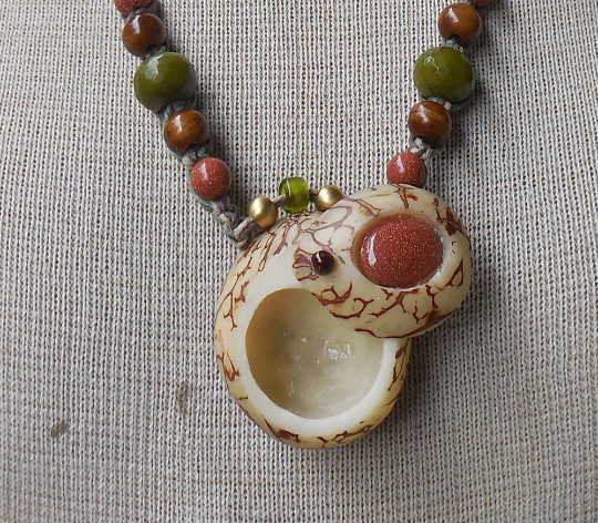 Goldstone Tagua Pill Box Locket Stash Hemp Necklace Serpentine Jade Stone Beads