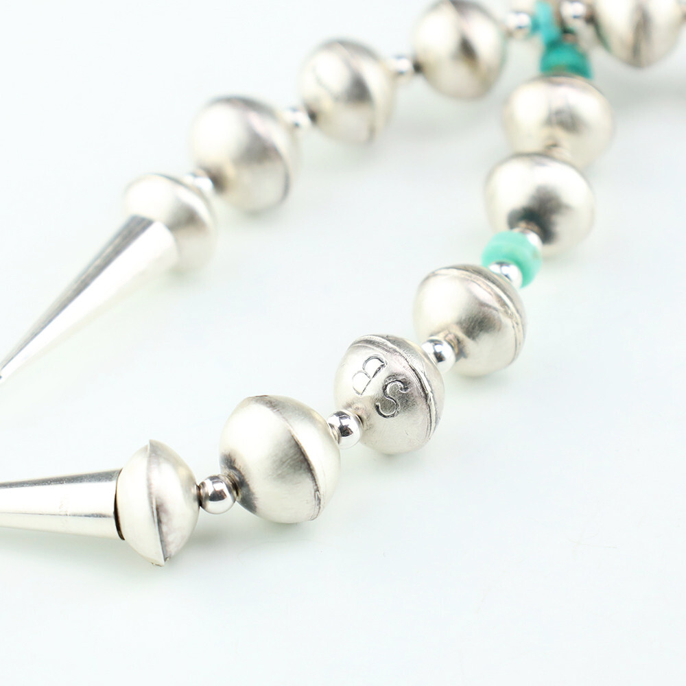 NATIVE AMERICAN NAVAJO STERLING SILVER BEAD NECKLACE SET BY SHANEEN BEGAY