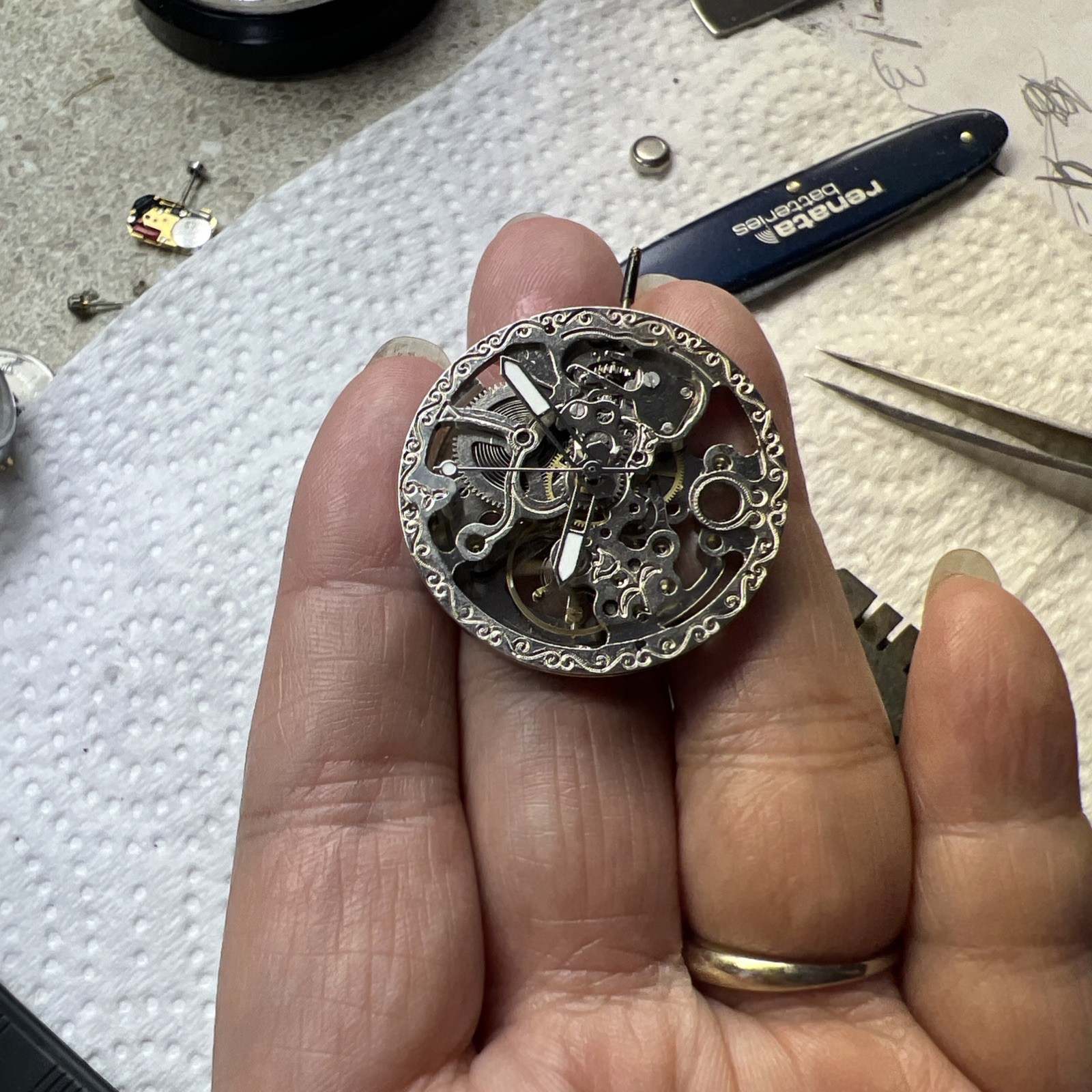 32.5mm China Made 7120 Big Mechanical Movement 3 Hands🔥Silver Hollow Movement😱