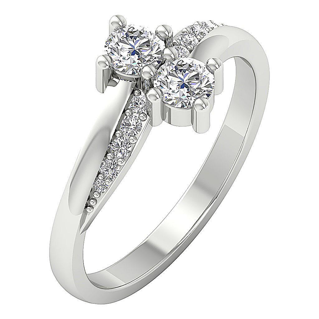 SI1 G 0.70 Carat Round Cut Diamond 14K Solid Gold Forever Us Two Stone Ring