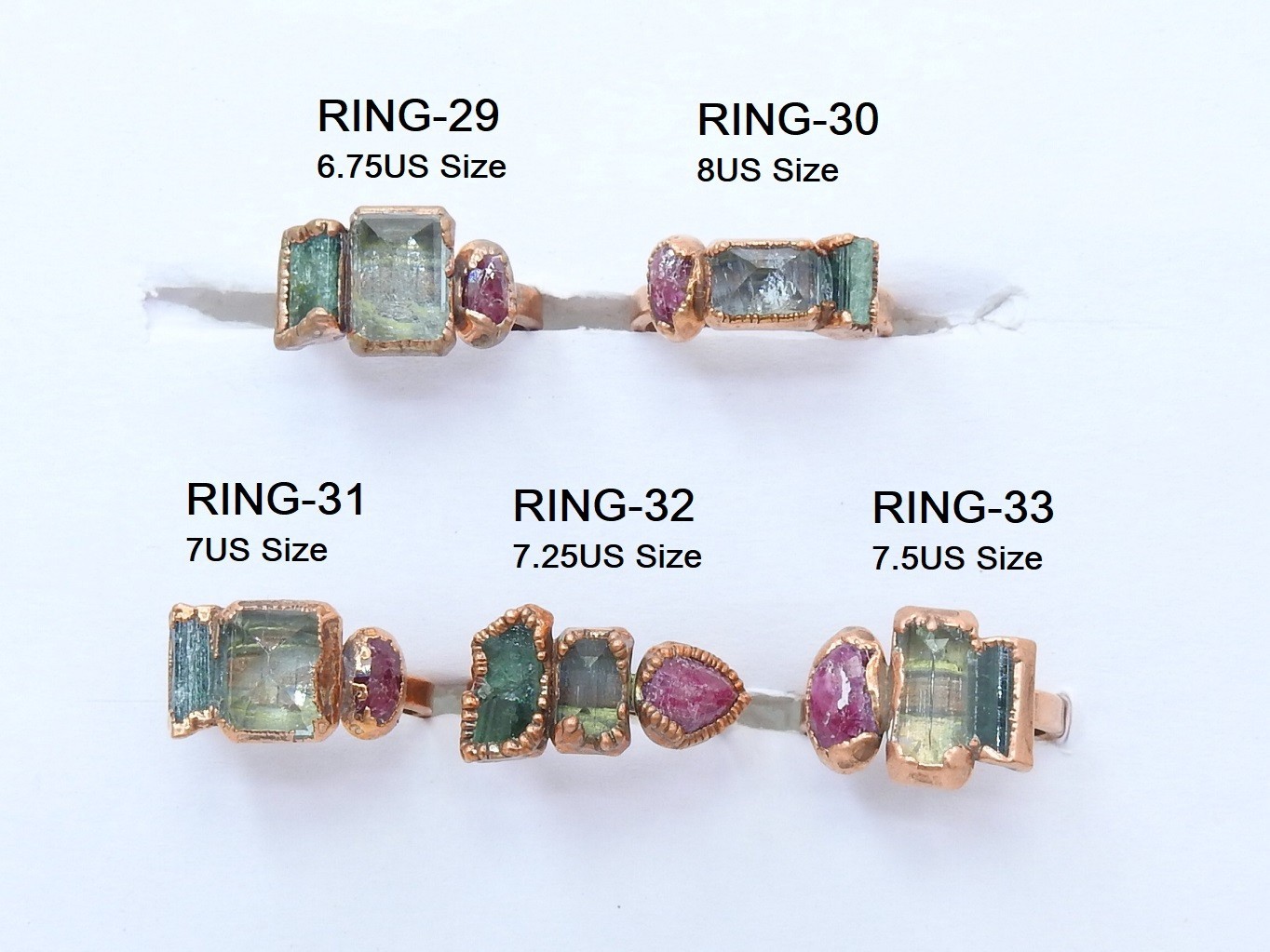 Mix Gemstones-Electra Plated-Copper Ring-Faceted Polished-Loose Stone-Gift For