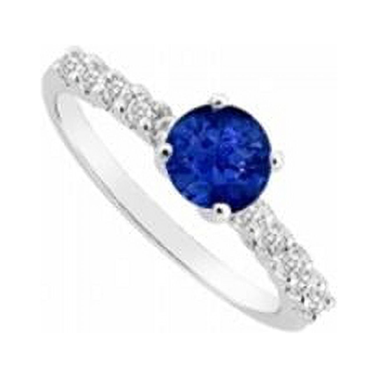 Precious Stone PR1053793 Sapphire & Diamond Engagement Ring 14K White Gold, 0.50