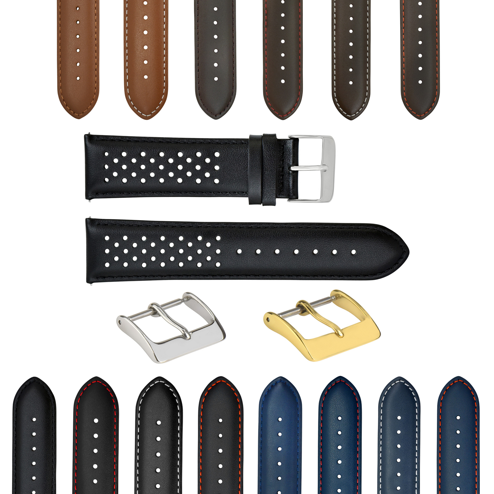 PERFORATED LEATHER RALLY WATCH STRAP BAND – QUICK RELEASE 18-19-20-21-22-23-24MM