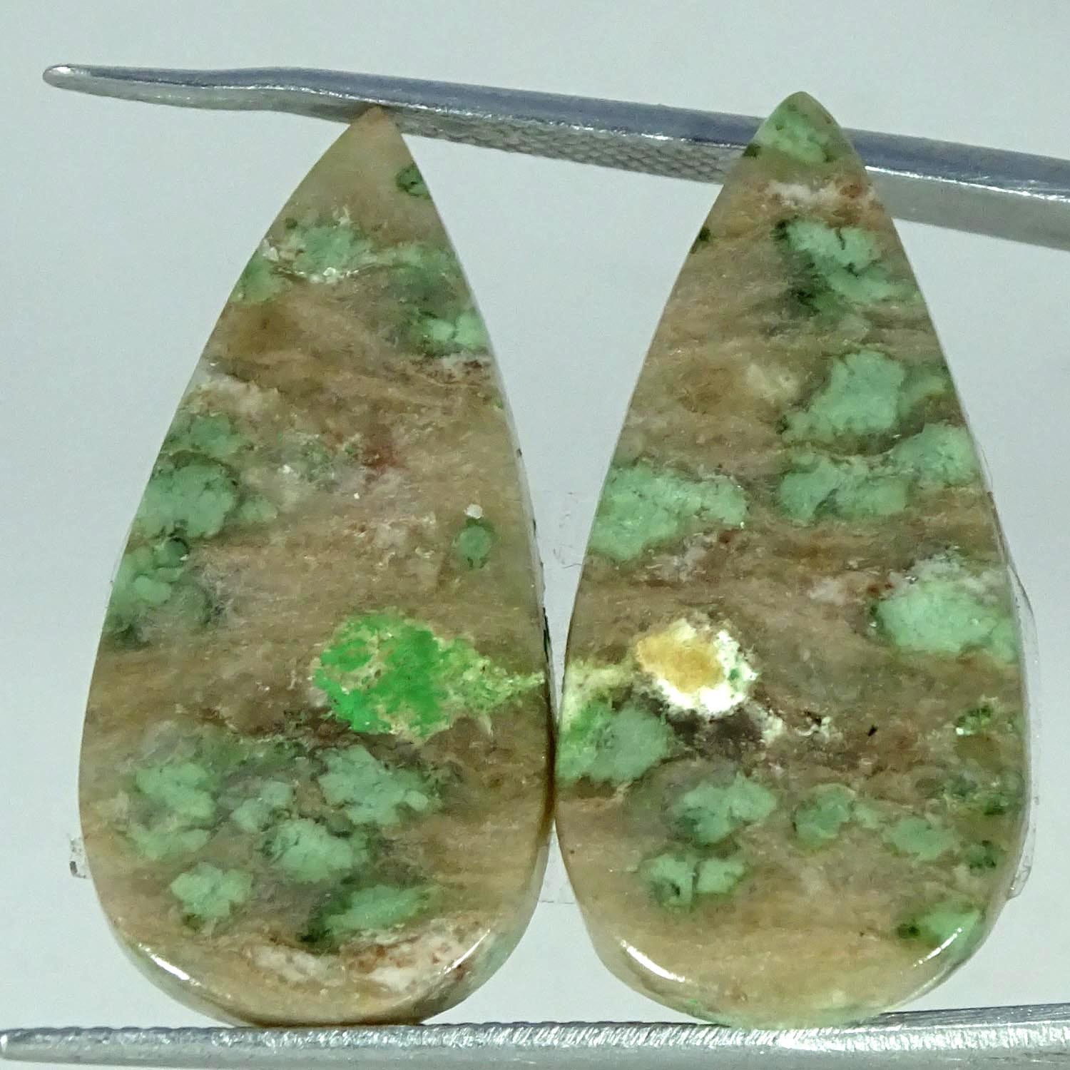 23.10Cts 100% Natural Nundoorite Pair Pear Cabochon Gemstone 13X27X4MM