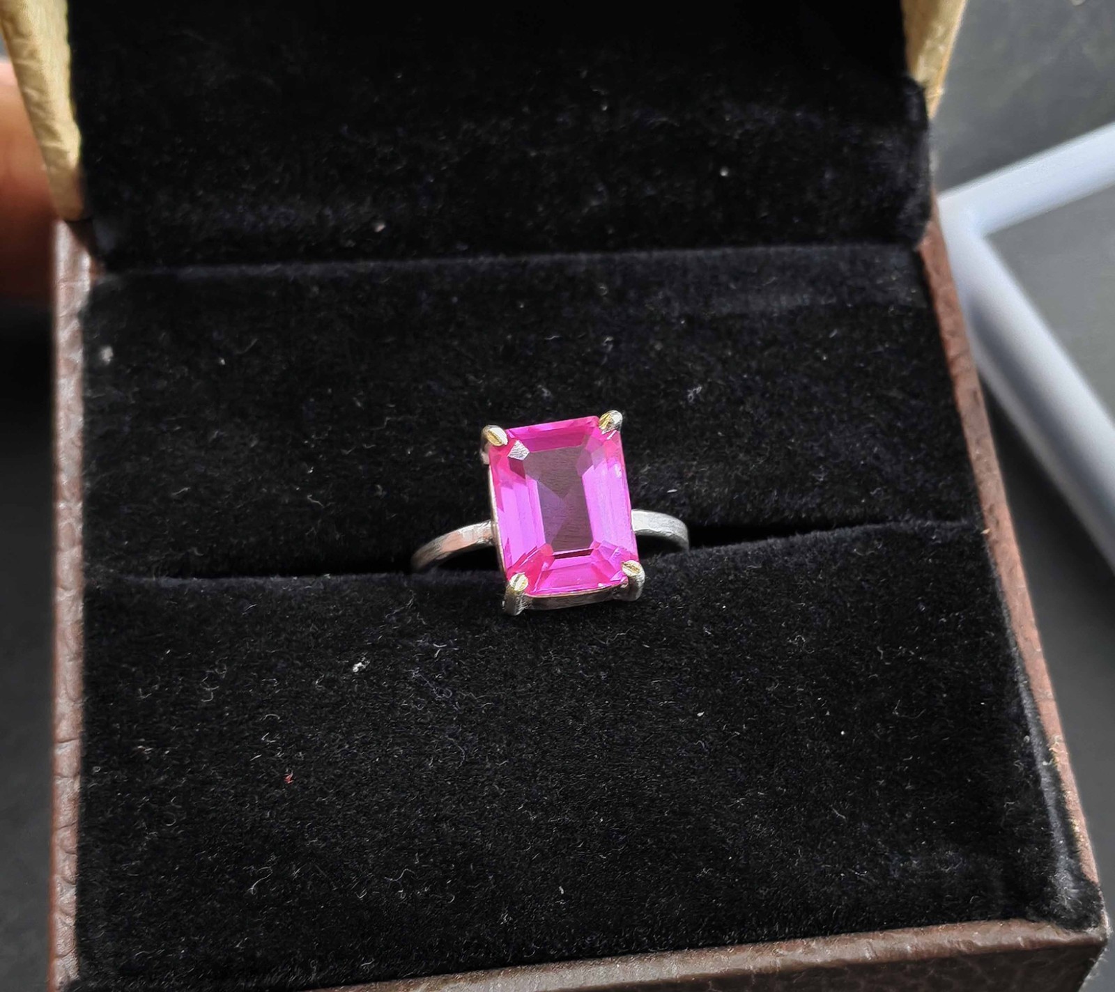 10 Ct Stone Natural Certified Pink Sapphire Ring 925 Silver Ring Size 9