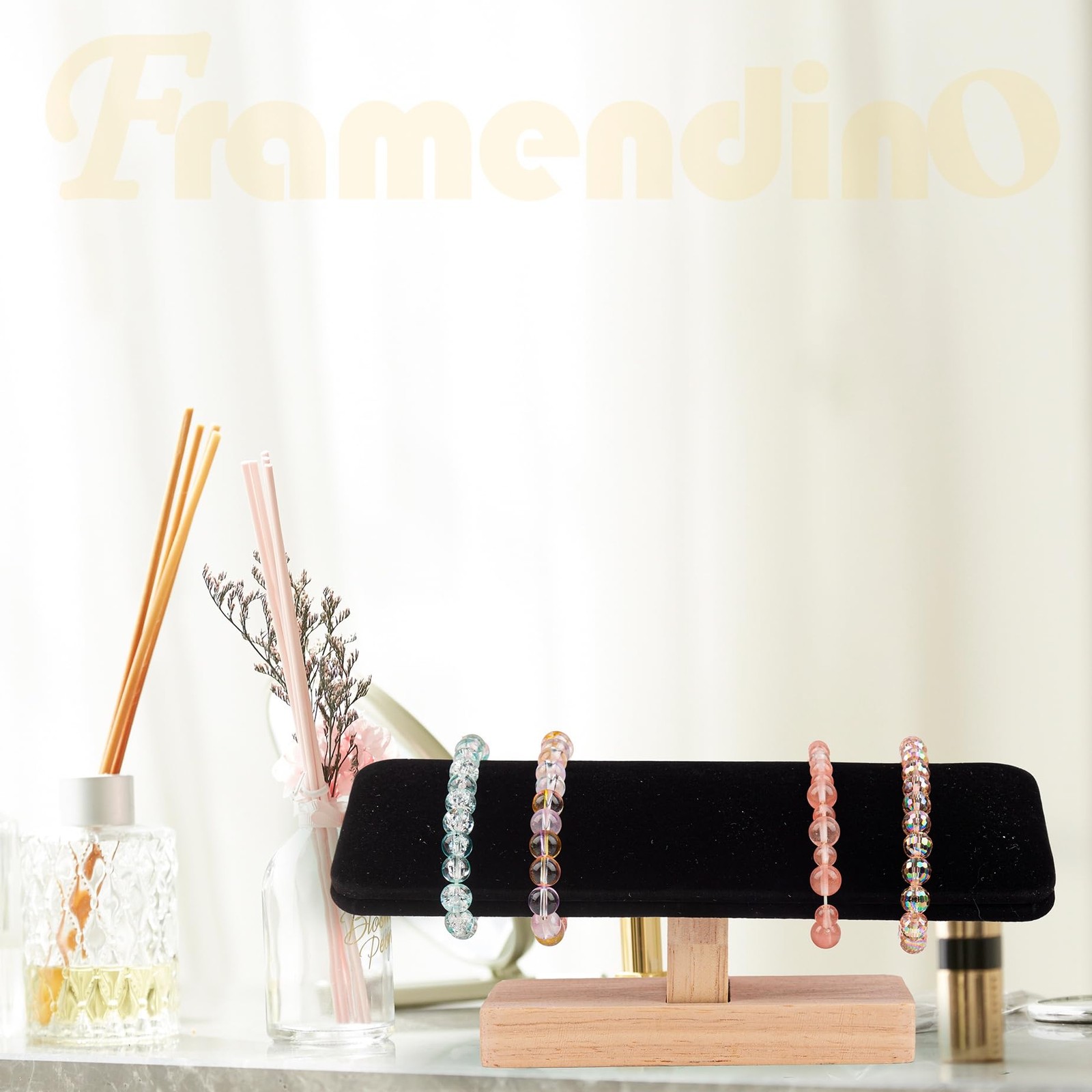 Framendino, Wooden Watch Display Stand T-Bar Jewelry Organizer Holder for Men…