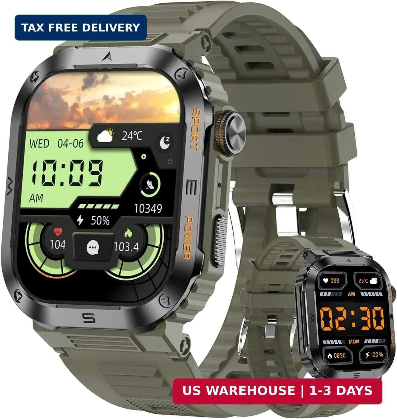 Military Smartwatch for Men, 2.01″ HD Screen reloj inteligente para Hombre, Answ
