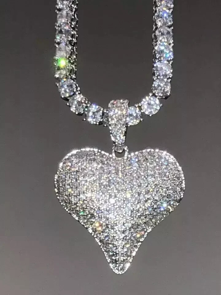 2.50 Ct Round Cut Diamond Heart Pendant 18K White Gold Finish