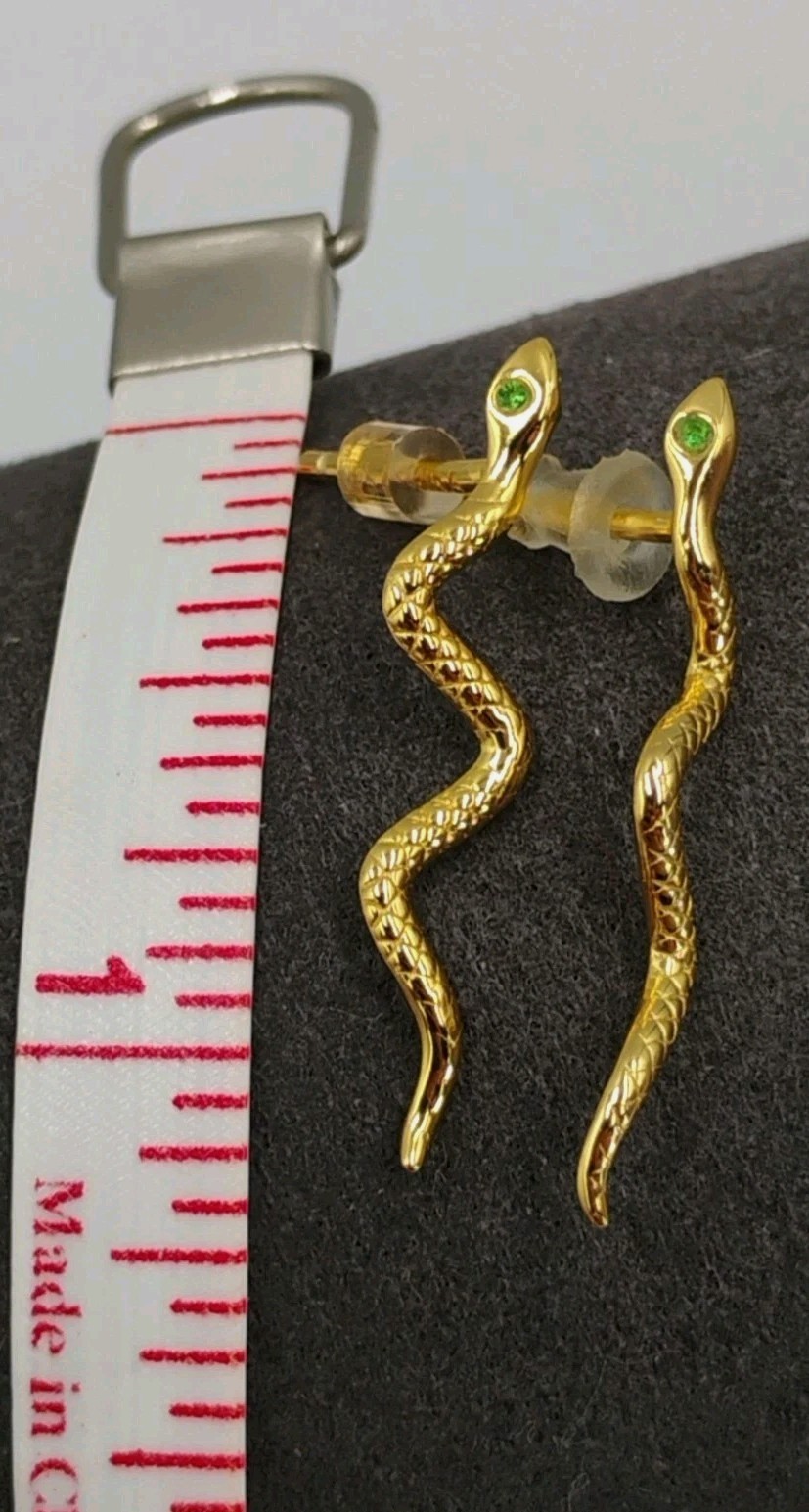 Slithering Snake Serpent 925 Sterling Silver Stud Earrings
