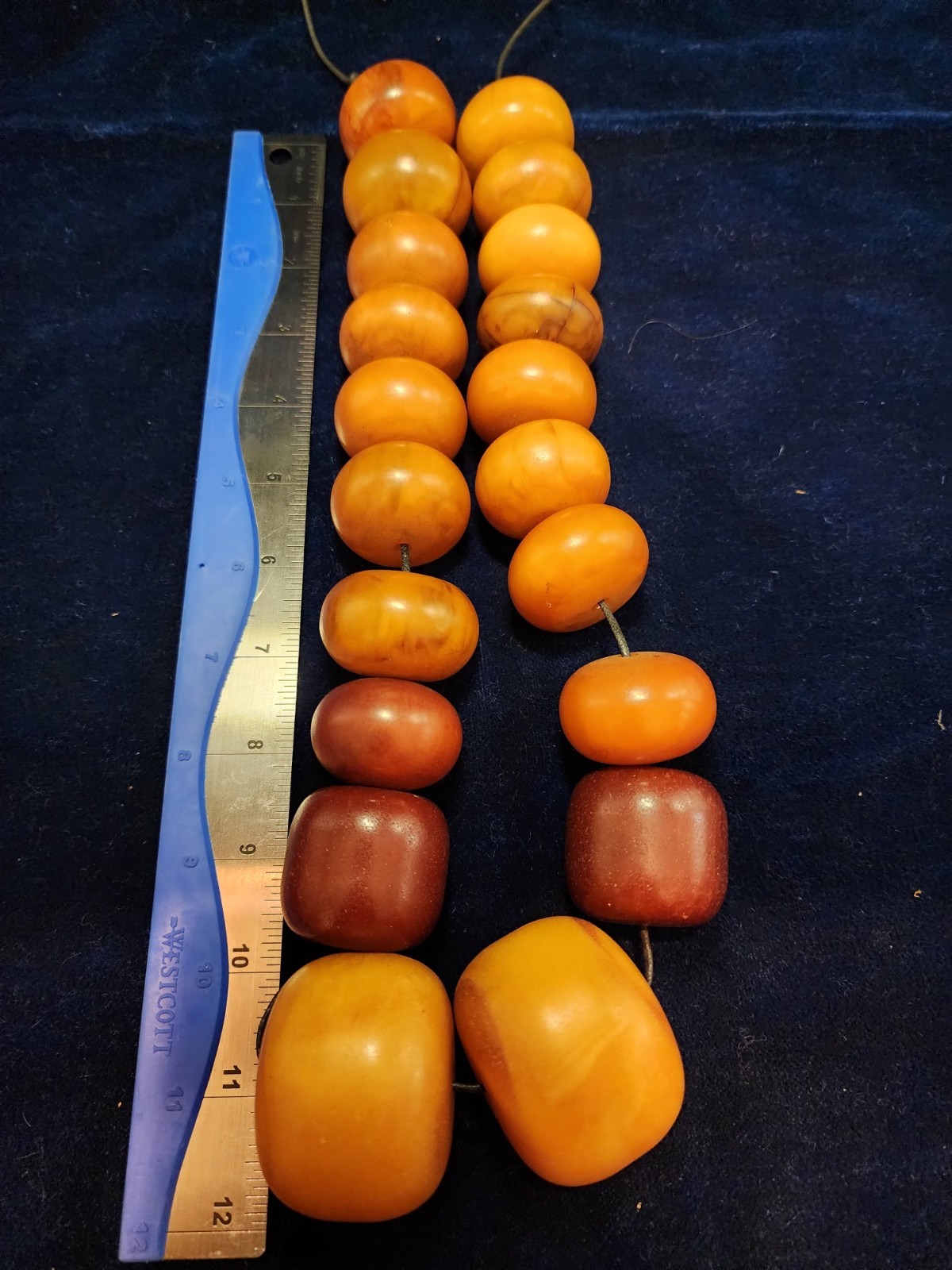 Antique African Butterscotch Egg Yolk Baltic Amber Round Bead Necklace.