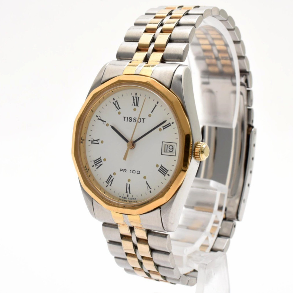 Vintage[N MINT] Tissot PR100 P350/450 Gold White Dial 30mm Qz Men’s Watch JAPAN