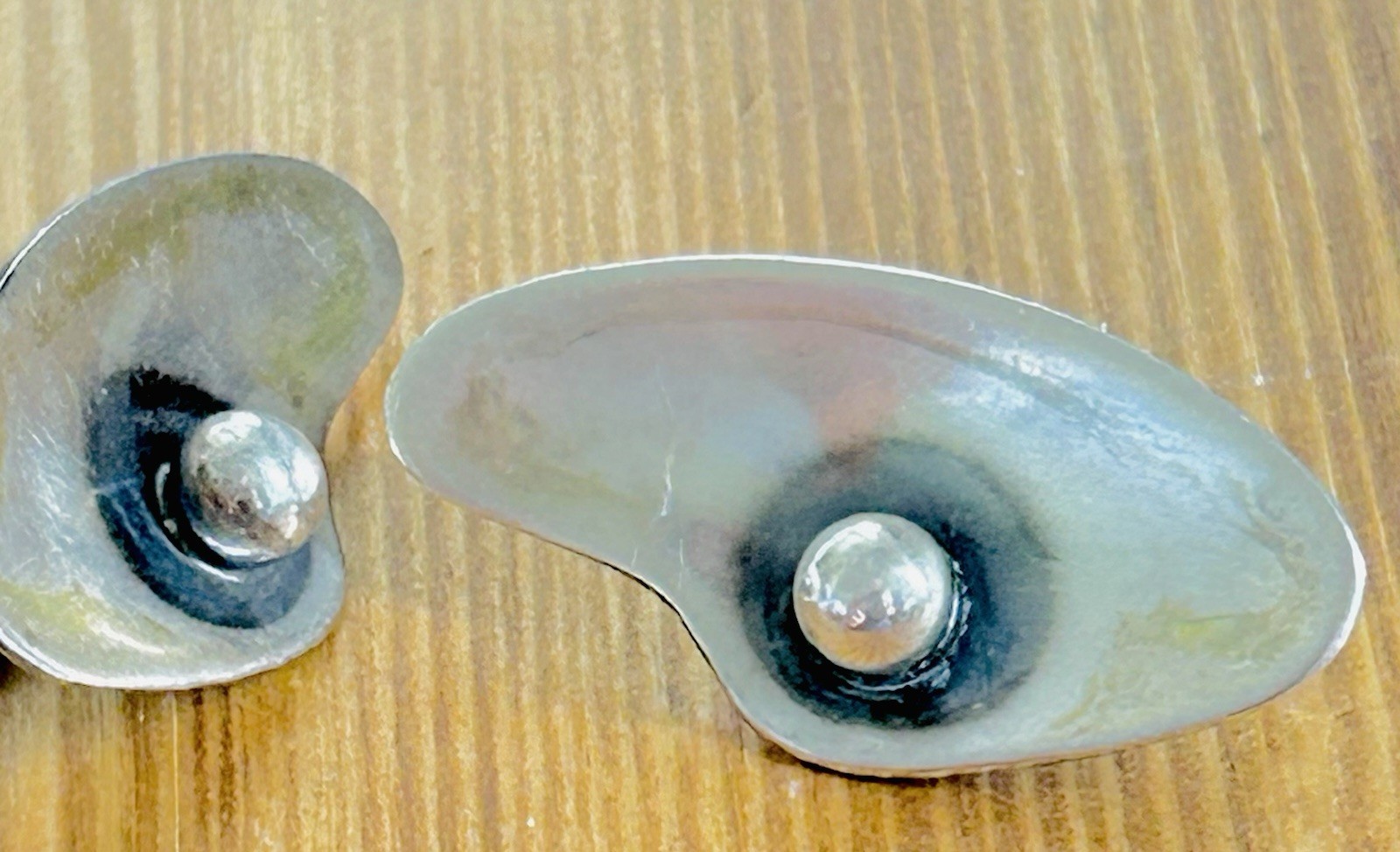 Vintage Otto Robert Bade ORB Modernist Sterling Silver Clip On Earrings 7.35 Gr.