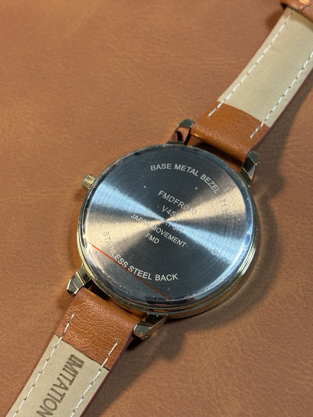 World Map Francescas Women’s Quartz Watch Gold Tone Ladies Leather Band,Box