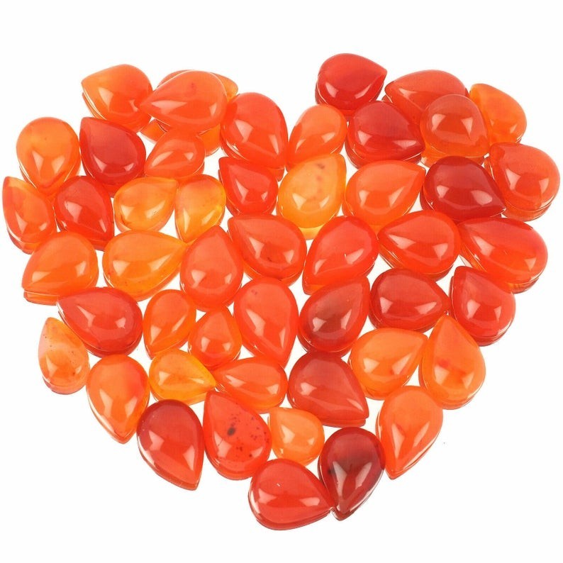 Natural Carnelian Pear Cabochon 5x7mm To 12x16mm Loose Gemstone