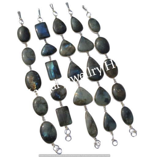 A+ Labradorite Gemstone Bracelets 925 Sterling Silver Plated Jewellery 25PCS Lot