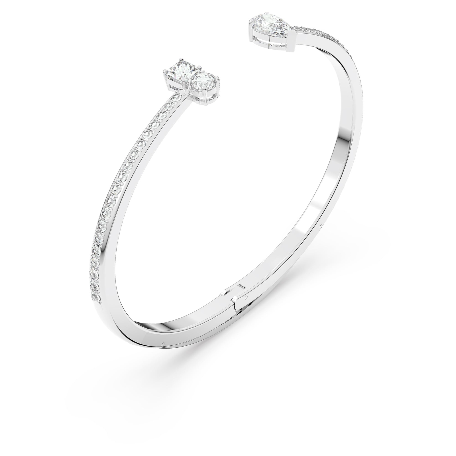 Swarovski Mesmera Attract Cuff Mixed Cuts, White, Rhodium Plated, Medium 5556912