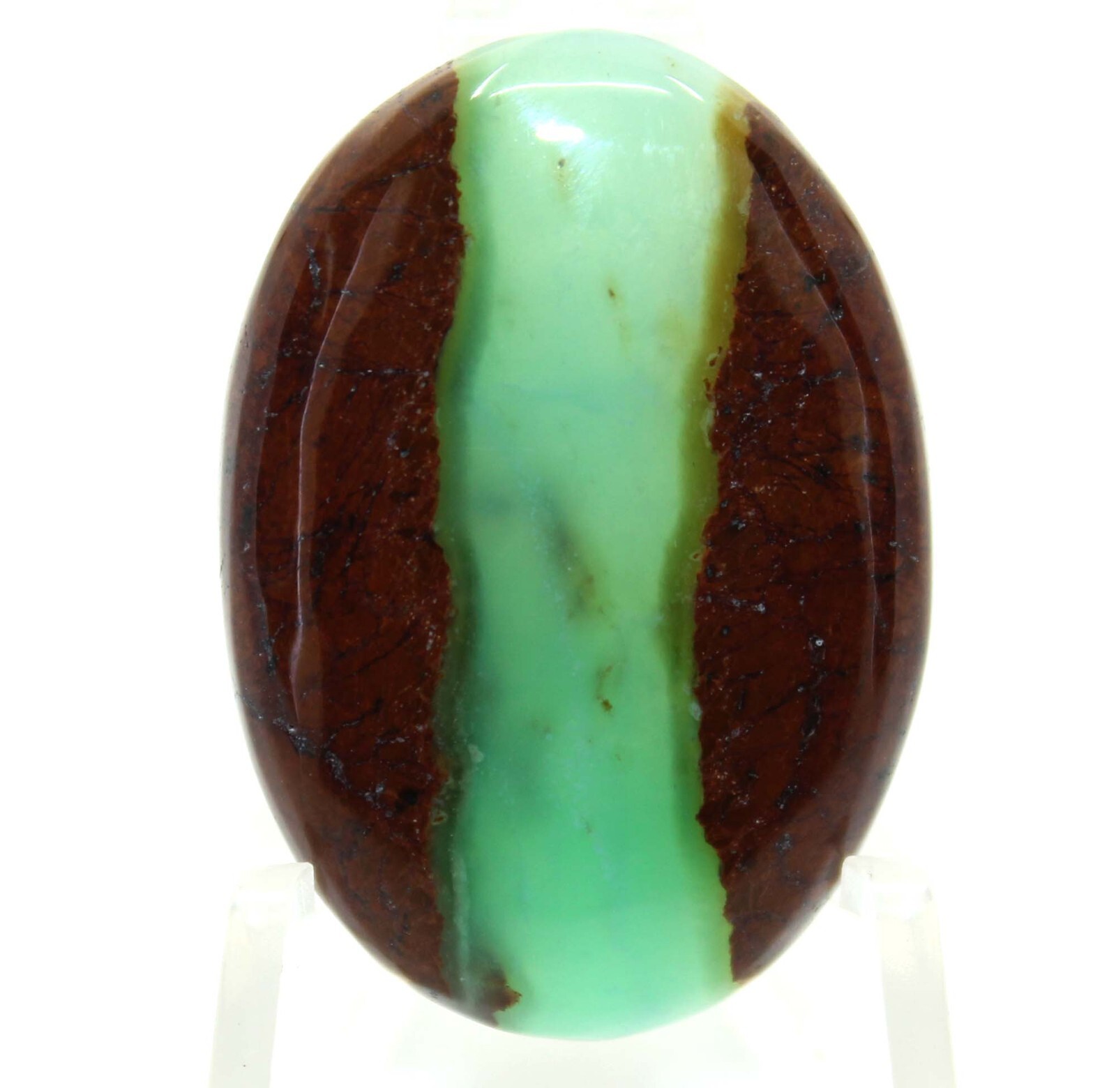 34.20 Cts Bio Chrysoprase Gemstone Handmade Oval Cabochon Loose Gemstone 3x24x6