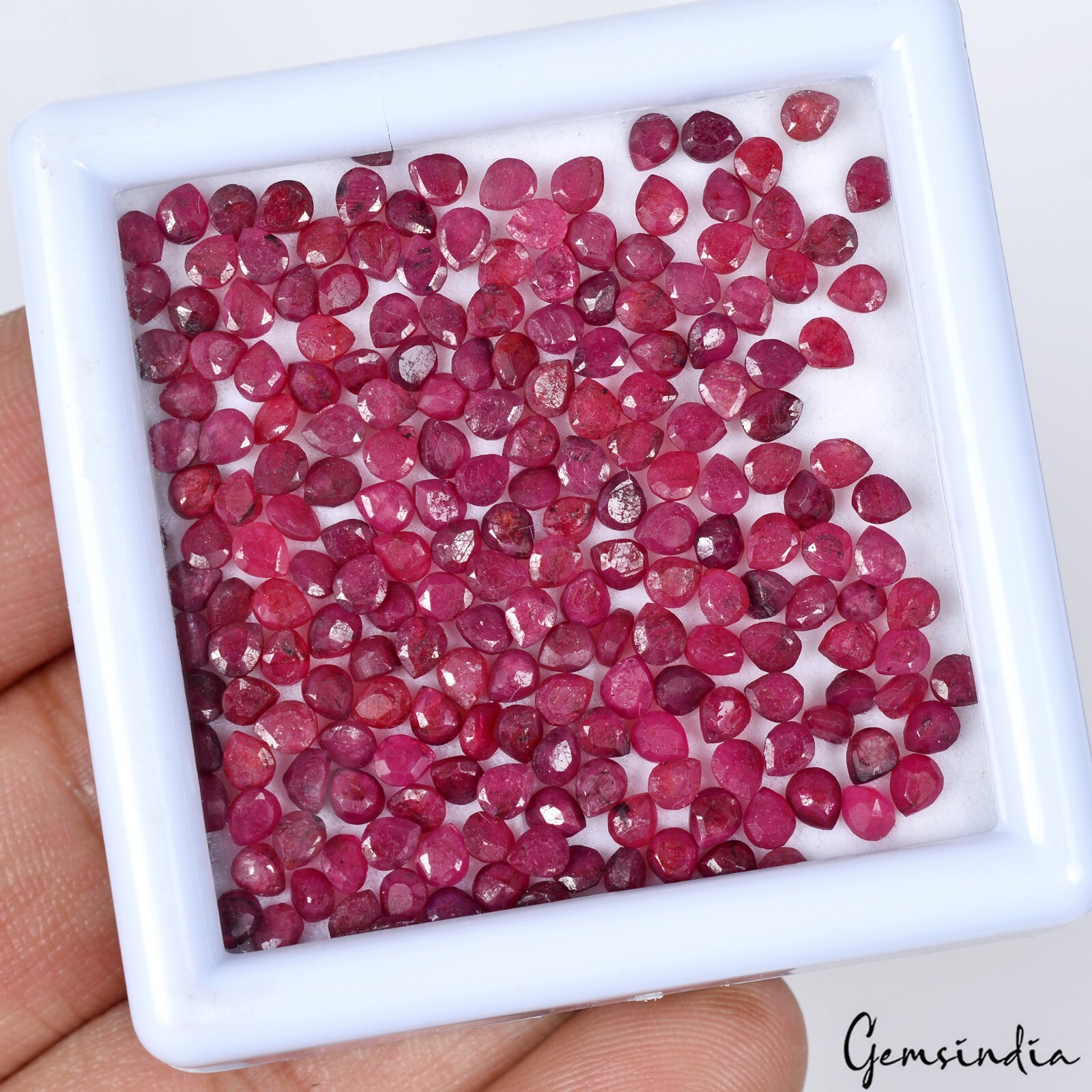 200 Pcs Natural Red Ruby Pear Cut Calibrated 3×2.3mm Loose Gemstones Lot