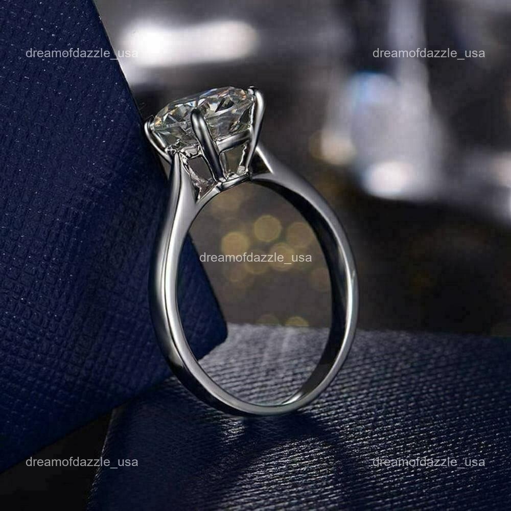 14K White Gold Lab Grown Diamond No Stone Statement Anniversary Solitaire Ring