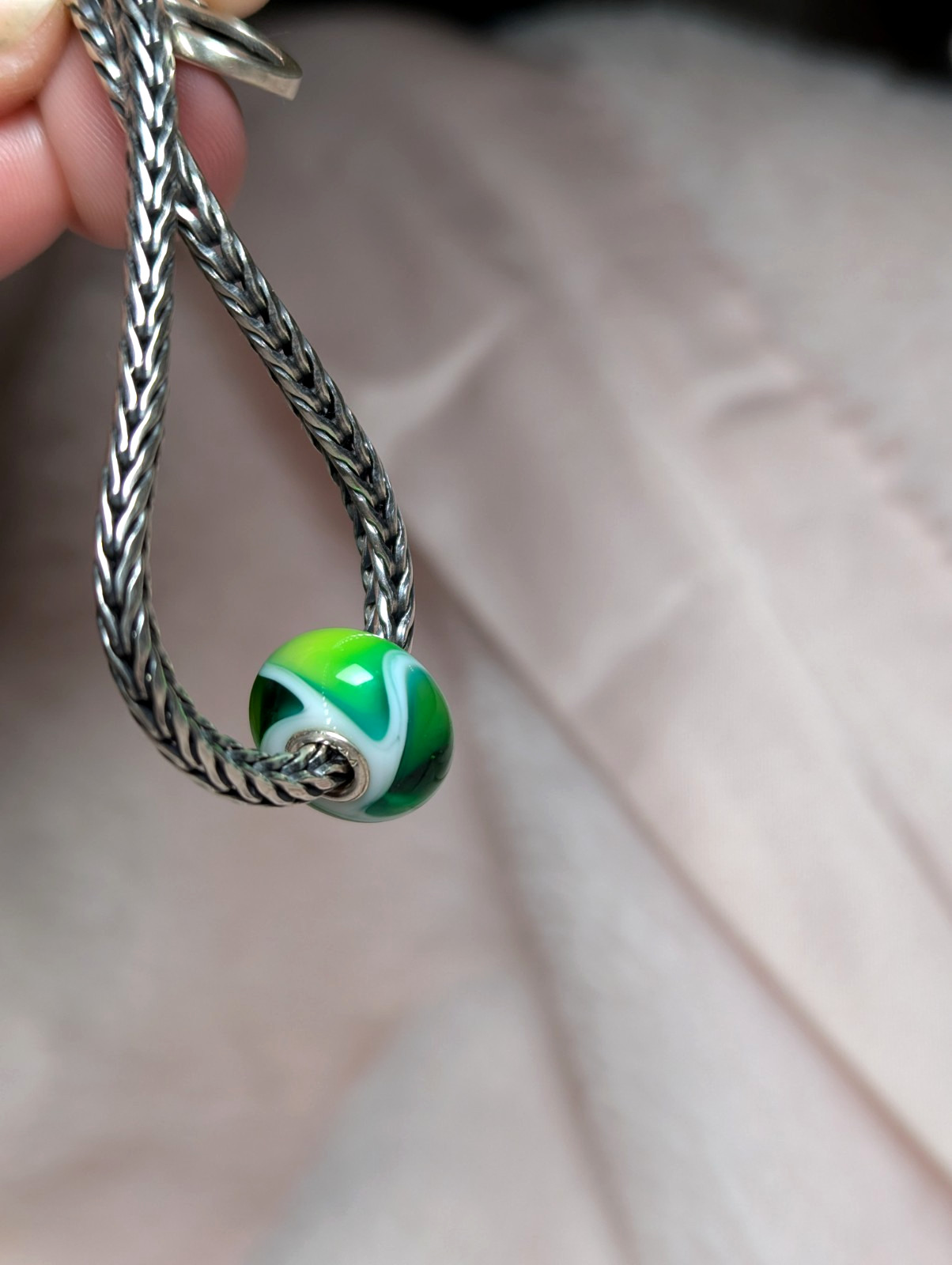 New Trollbeads Mixed Green Armadillo Bead | Authentic | Retired, Rare Glass Bead