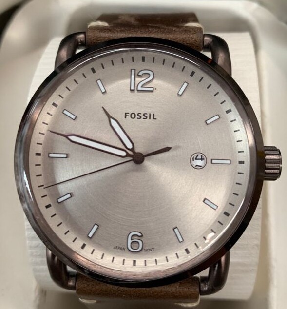 Fossil FS5341 The Commuter Grey Dial Brown Leather Strap Men’s Watch