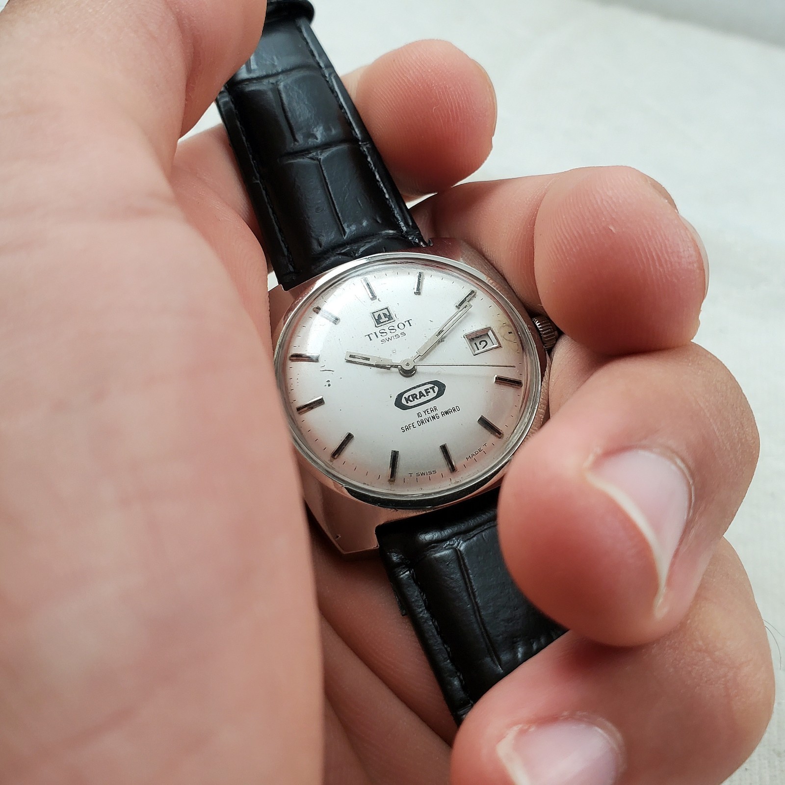 RARE VINTAGE TISSOT KRAFT 10 YEARS SAFE DRIVING SWISS HANDWIND WATCH SERVICED