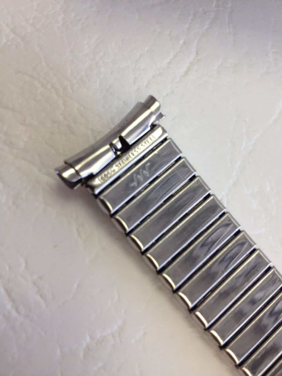 16 – 20 mm VINTAGE STAINLESS STEEL SILVER STRETCH WATCH BRACELET BAND CURVED END
