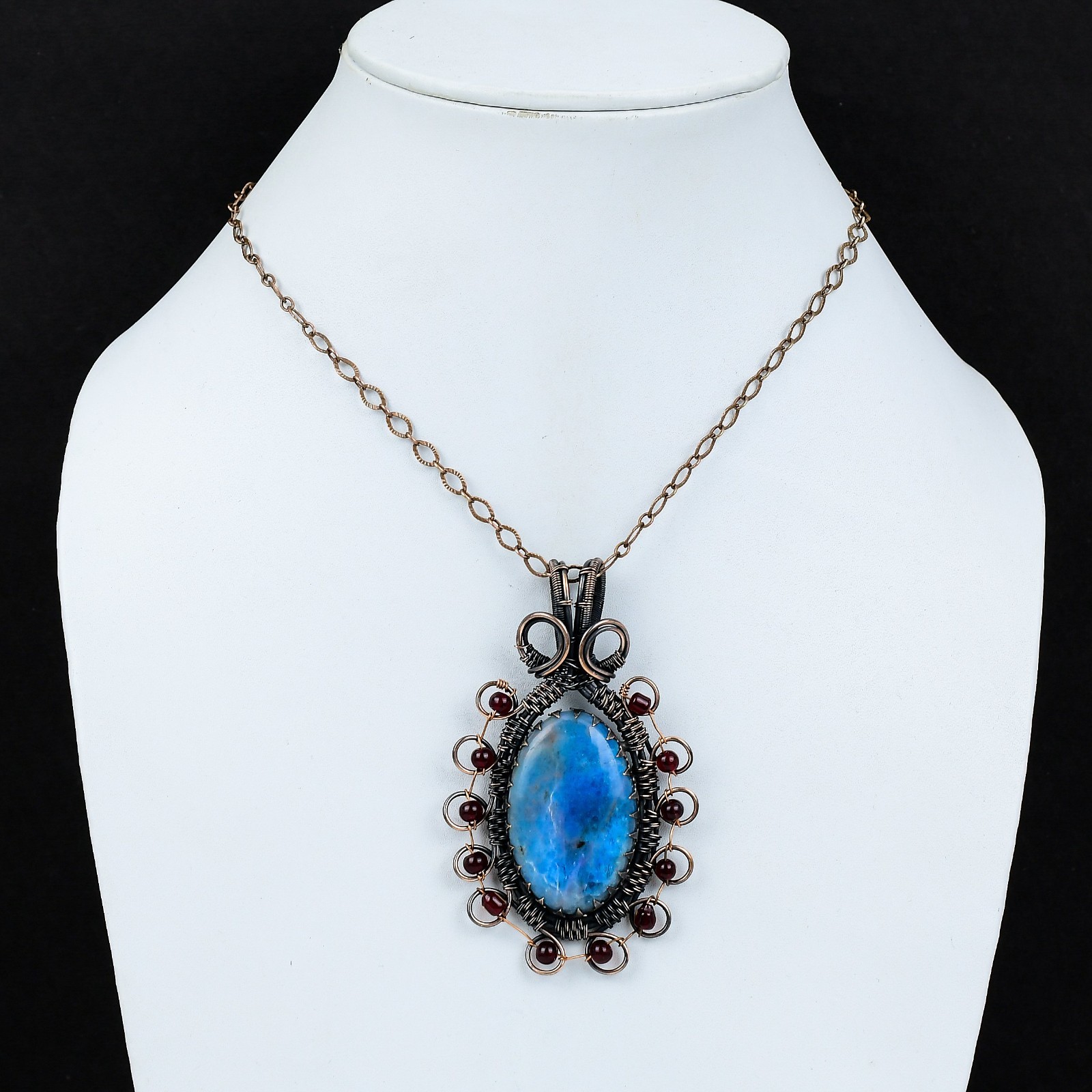 Neon Blue Apatite Handmade Gemstones Cropper Wire Wrap Wonderful Pendant Jewelry