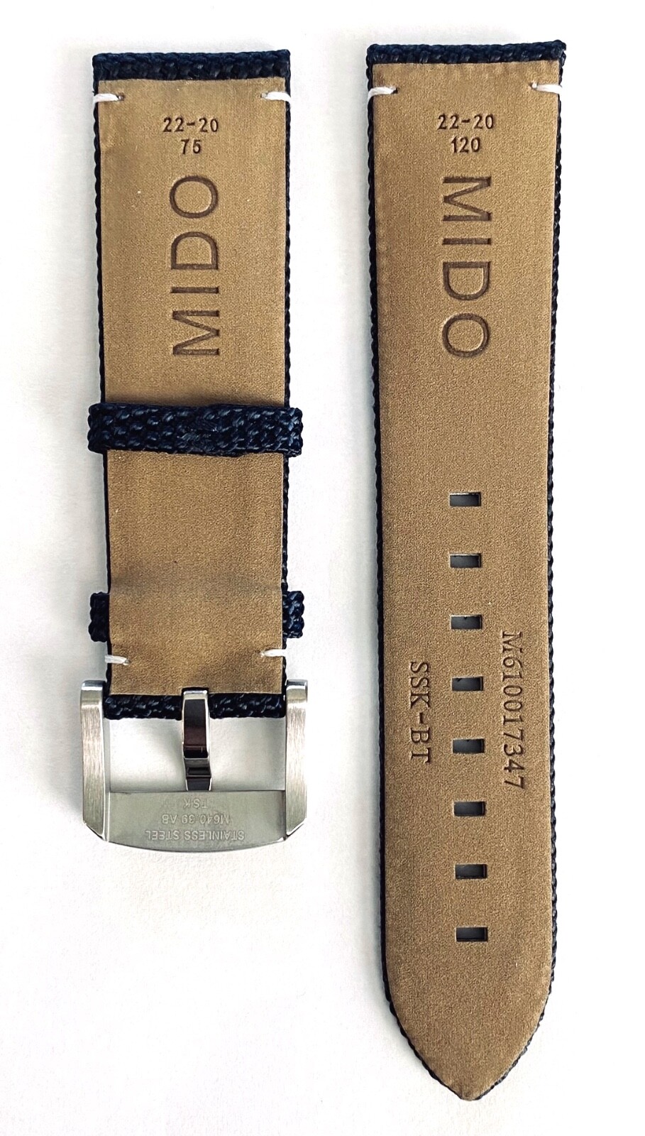 Original MIDO Ocean Star 22mm M026629A Blue Synthetic Leather Watch Band Strap