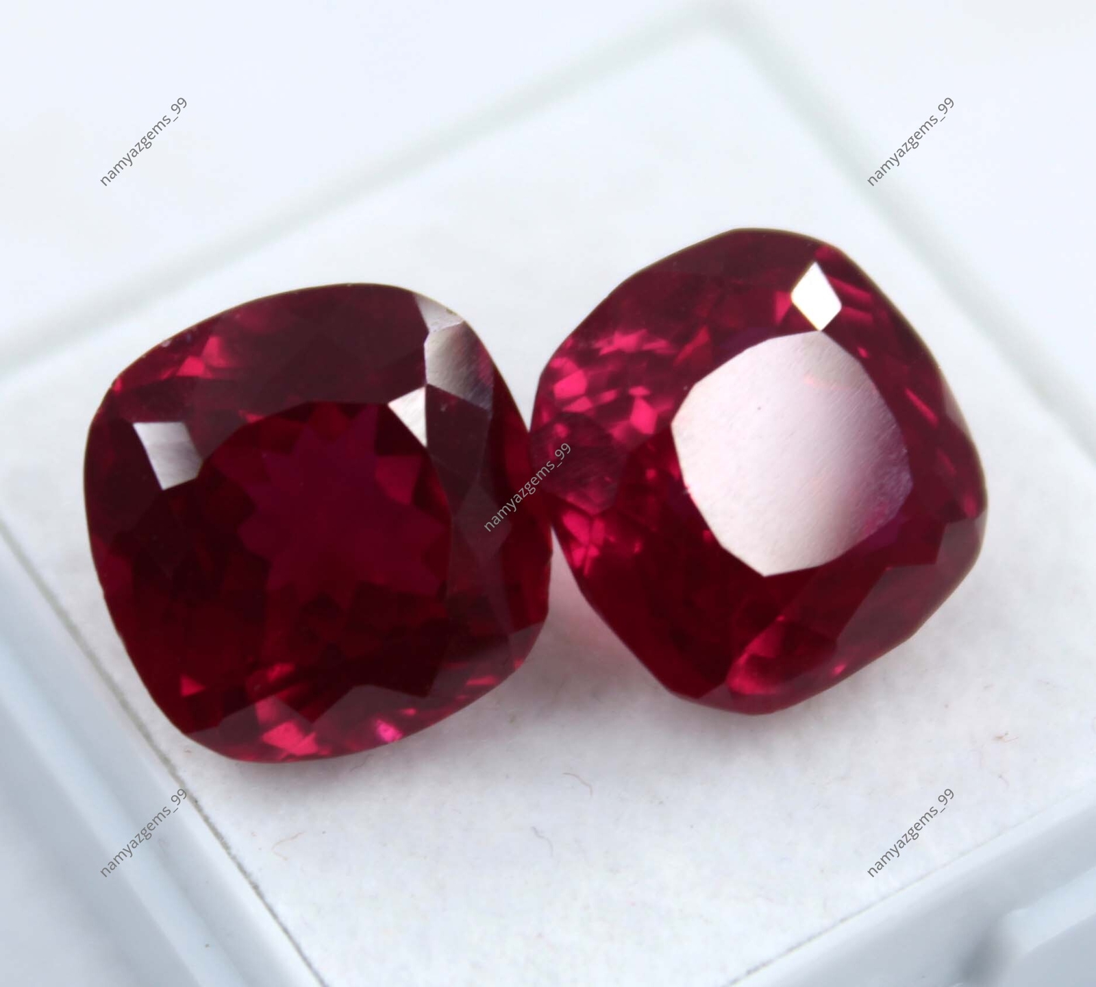 Natural Ruby Square Shape 18 Ct CERTIFIED Pigeon Blood Red Loose Gemstone Pair