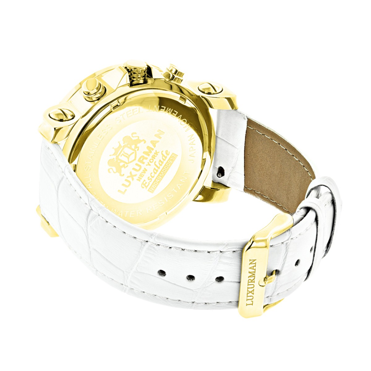 Men’s Stainless Steel Diamond Watch | Luxurman Escalade 48 mm | White Dial