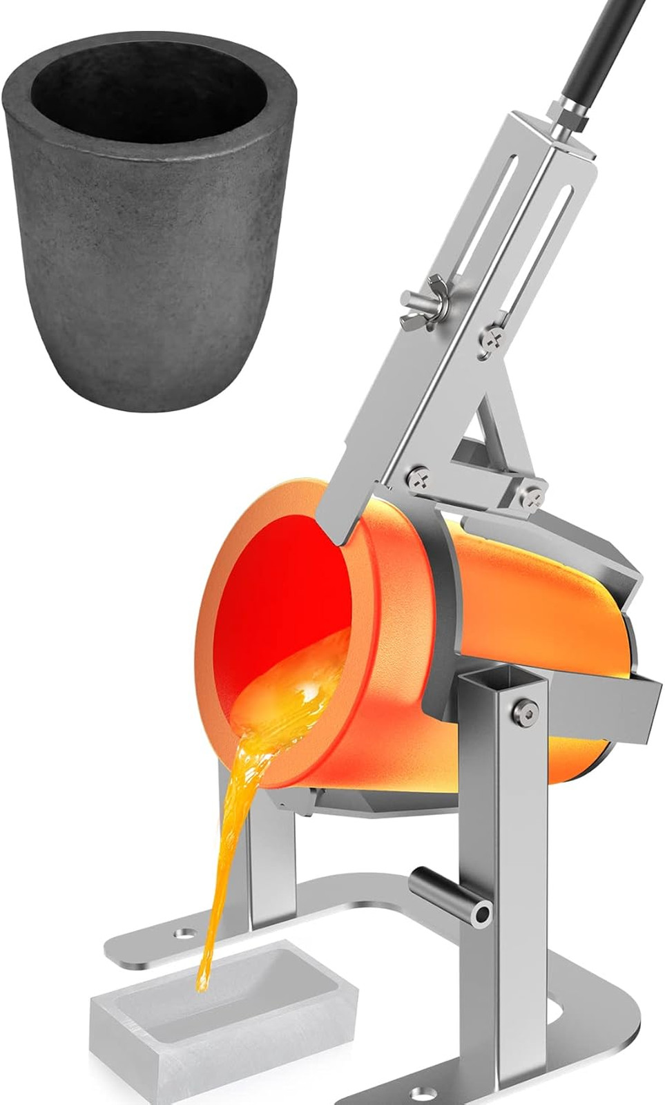 Nelyrho Hand-held Crucible Pouring Tongs/Rack with A Graphite Crucible, Work