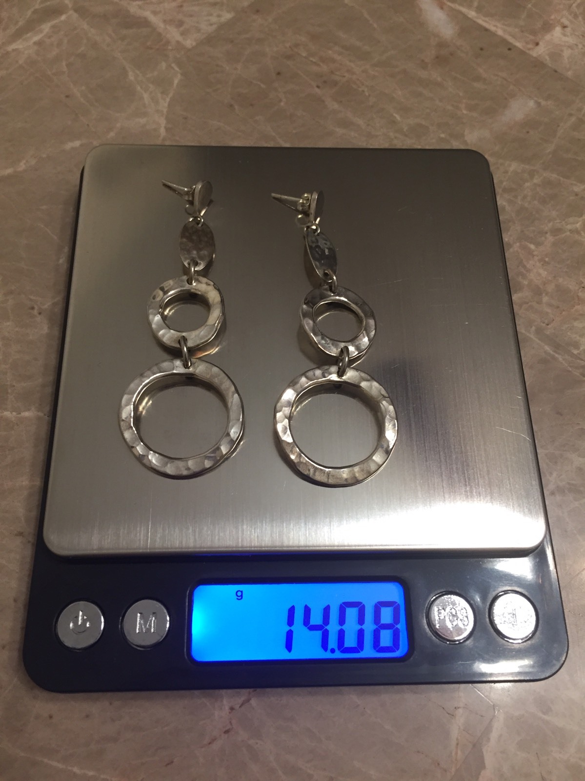 925 Sterling Silver Dangling Circles Post Earrings approx. 2-3/4 in