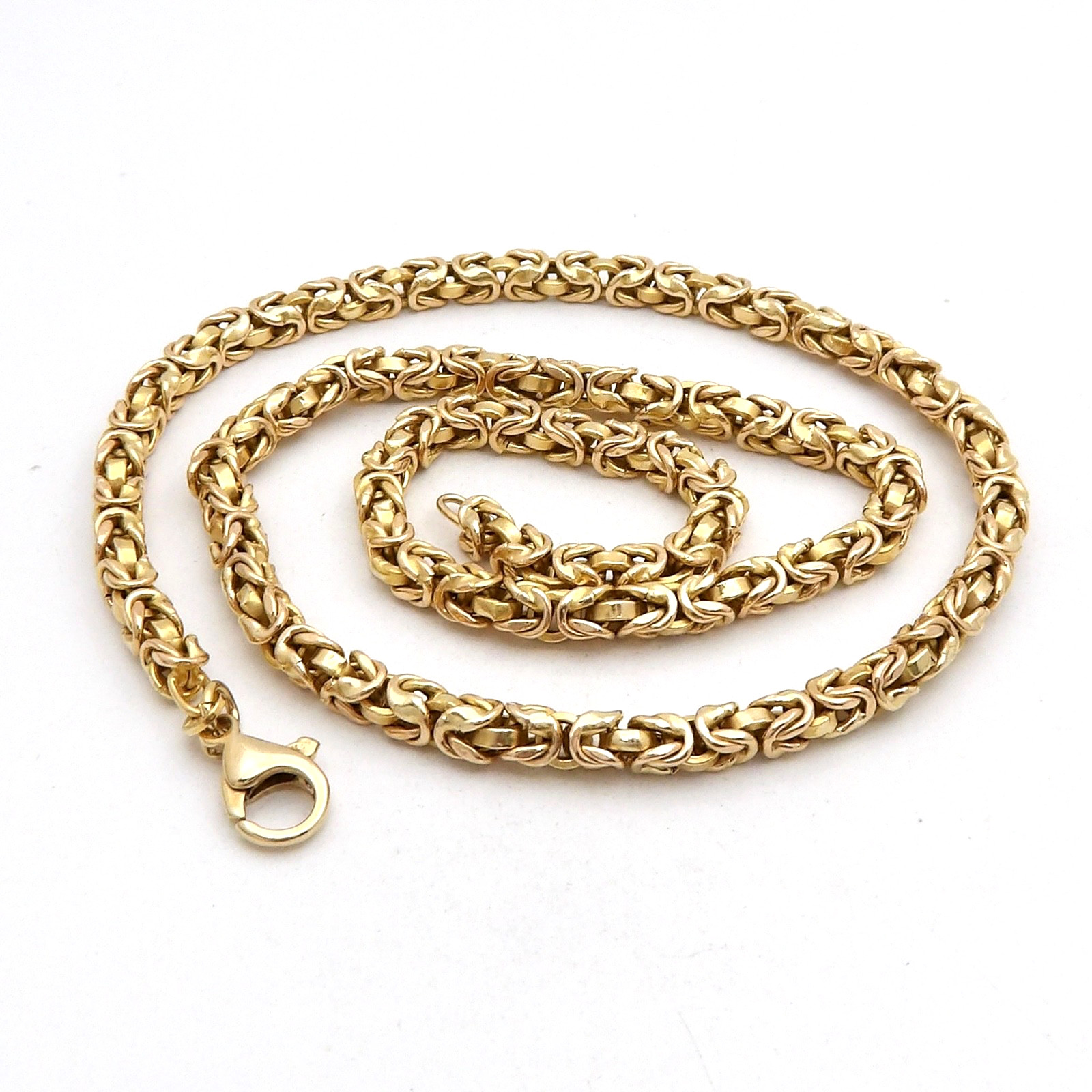 Solid 14k Gold Round Byzantine Link Tukrish Rope Chain Necklace 18.5in Italy