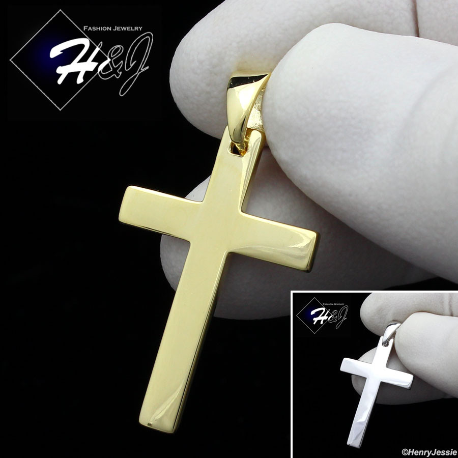MEN WOMEN 925 STERLING SILVER PLAIN SIMPLE GOLD PLATED/SILVER CROSS PENDANT*S194