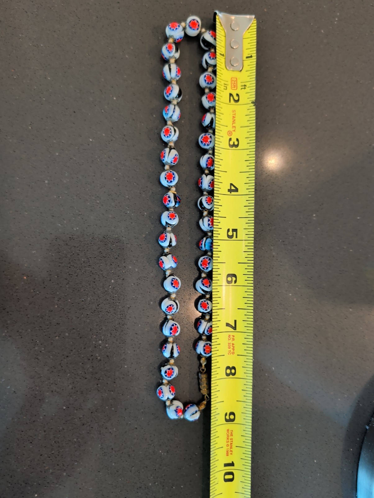 Vintage Venetian Millefiori Beaded Necklace Gorgeous 18″ T33