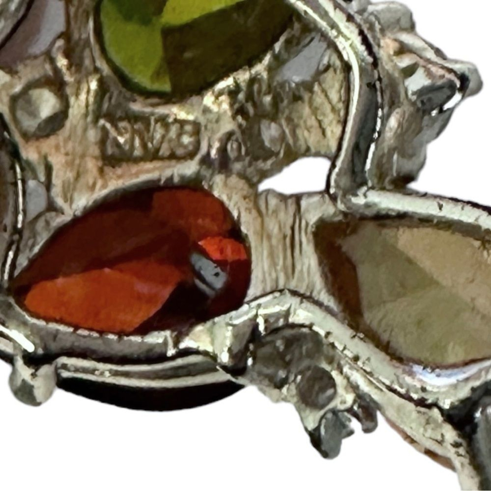 NVC Colorful Silver Tone Jeweled Crystal Teardrop Pendant