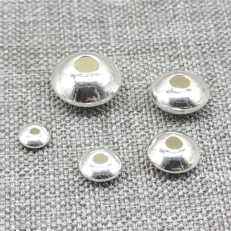 925 Sterling Silver Shiny UFO Saucer Beads Spacer 3mm 3.5mm 4mm 5mm 6mm 7mm 8mm