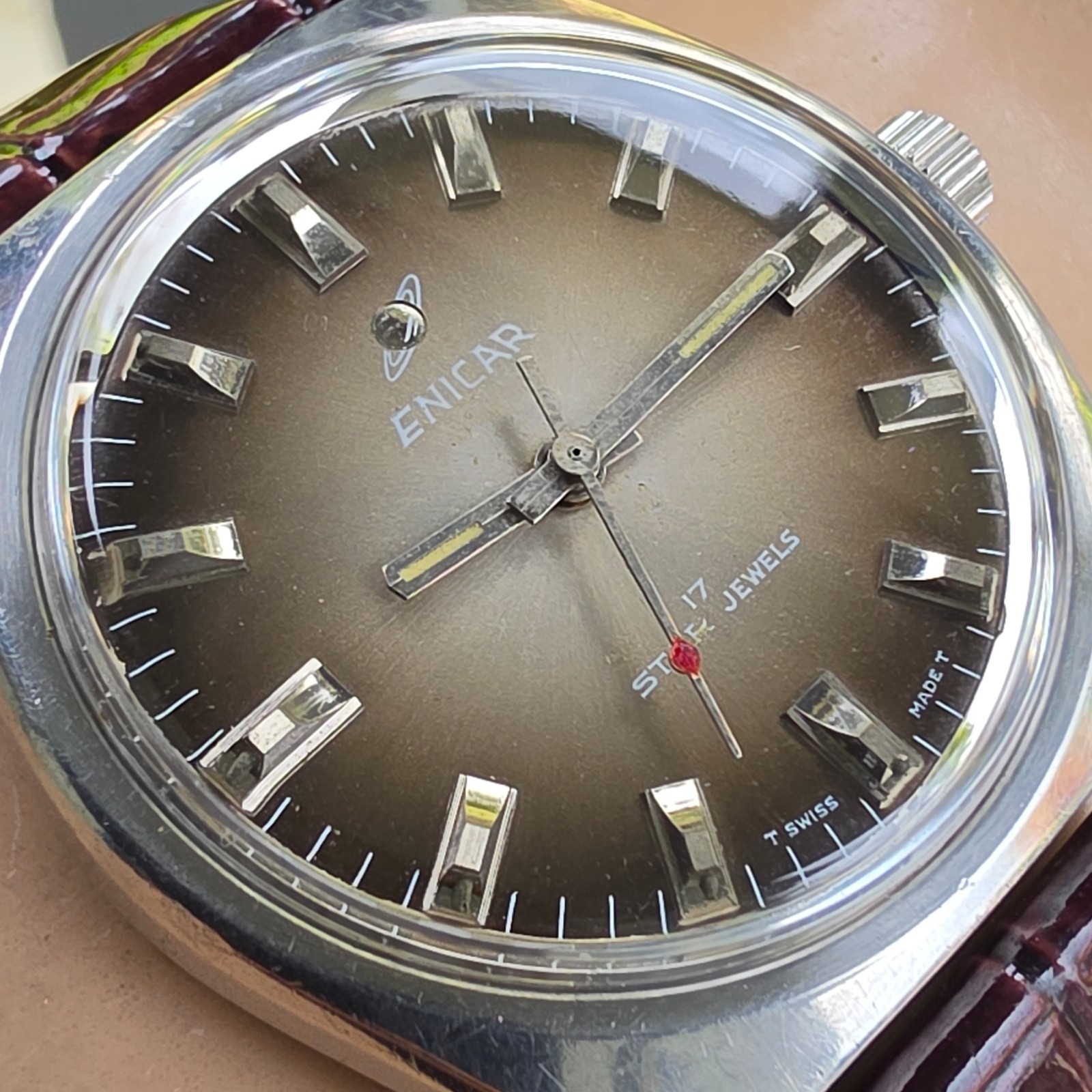 Vintage ENICAR Ocean Pearl men’s manual wind watch AR-160 SWISS MADE 1970s