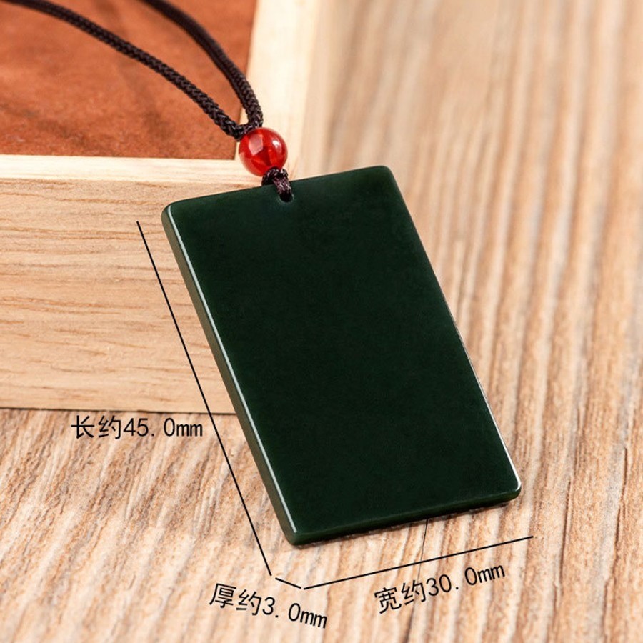 4Pcs 4 Colors Certified Natural A Jade Carving Rectangle Lucky Pendant Necklace
