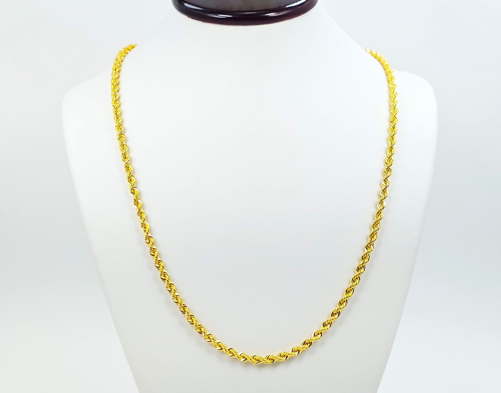 22K Gold Rope Chain Necklace 20.3 inch 2.8 mm Hollow Genuine Hallmarked 916